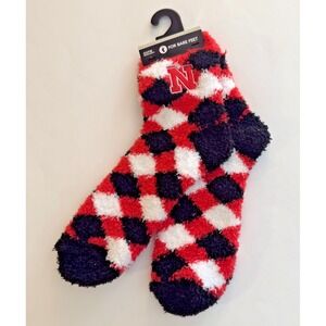 NEW! For Bare Feet Nebraska Cornhuskers Crew Socks Mens 5-12 Womens 6-11 NCAA